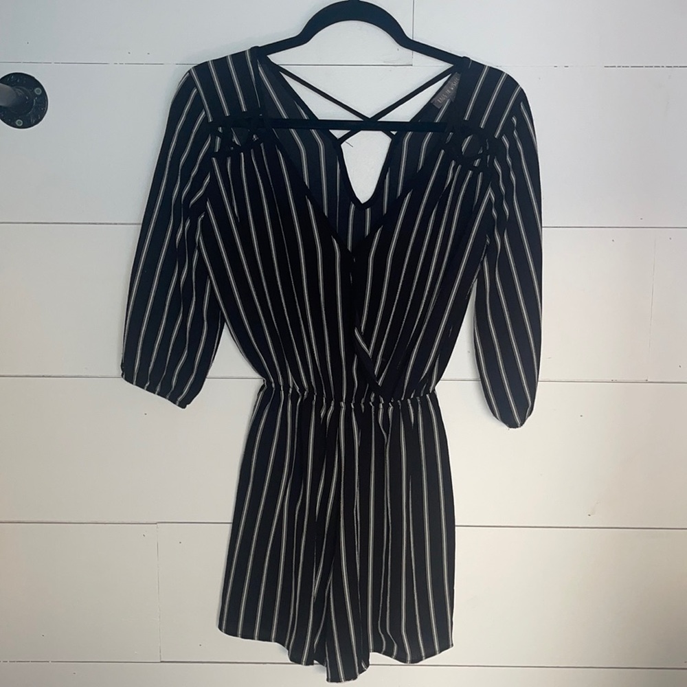Black and white Stripes Romper